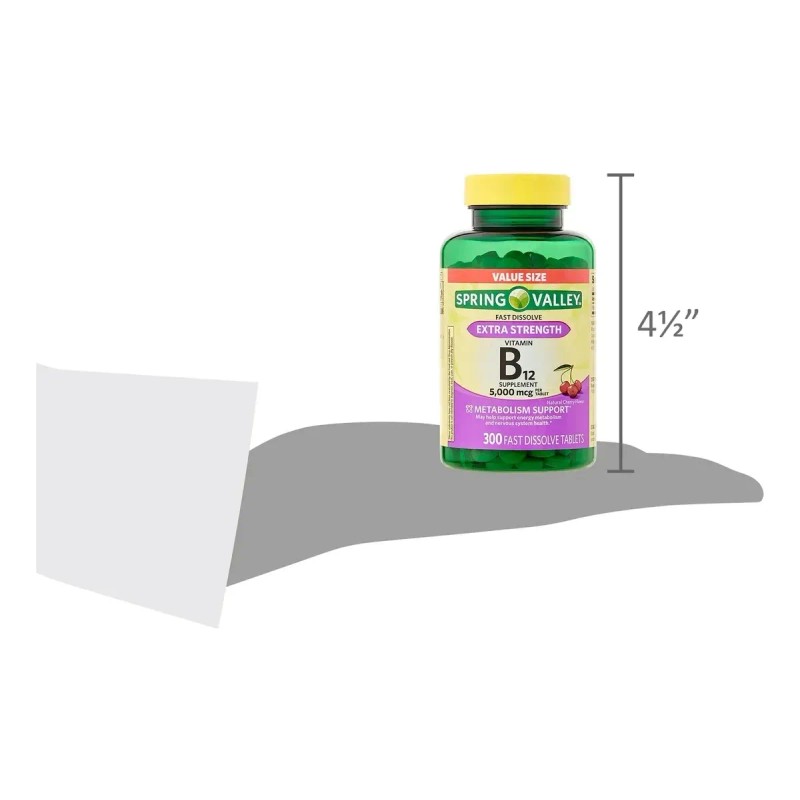 Vitamina B12 5,000mcg - 300 Tabletas Sabor Cereza