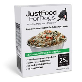 JustFoodForDogs Pantry Fresh Dog Food, Human Quality Ingredients Natural Ready to Serve Food for Dogs - Chicken & White Rice (Set of 6)