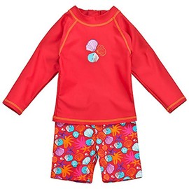 Landora®: Baby / Toddler Swimwear Long Sleeve Set of 2 with UV Protection 50+ and Oeko-Tex 100 Certification in Red or Purple, red