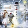 20 napkins, large hug in winter, girls, snowman, Christmas, table decoration, 33 x 33 cm