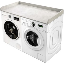 GLDZI Washer Dryer Countertop with Non-Slip Pad, Wood Washer and Dryer Countertop with Edge Rails for Laundry Room Organization and Storage, 54" L x 27.5" W(Light Grey Marble)