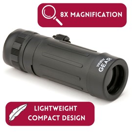 Whitby Gear 8x 21mm Monocular - Explore the Outdoors with Unparalleled Clarity - Compact, Waterproof, and Fog-Resistant - Ideal for Hiking, Birdwatching, and Wildlife Observation