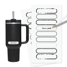 ThreeKin Waterproof Labels for Bottles & Containers - 72 Custom Stickers | All-Purpose & Personalizable | Dishwasher, Freezer & Microwave Safe | BPA-Free | USA-Owned (Black & White)