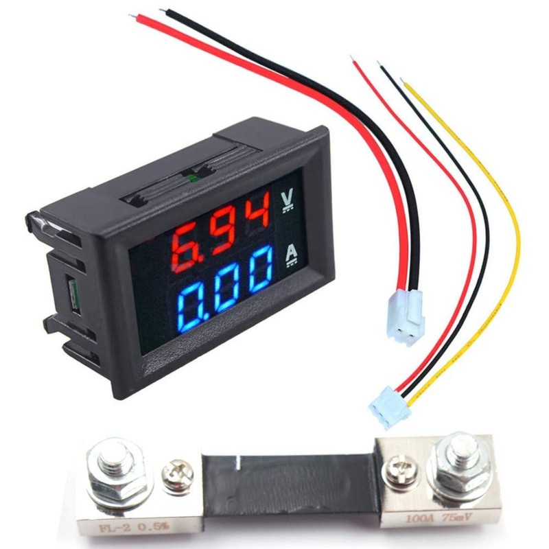JacobsParts DC 100V 100A Voltmeter Ammeter Dual LED Display Panel
