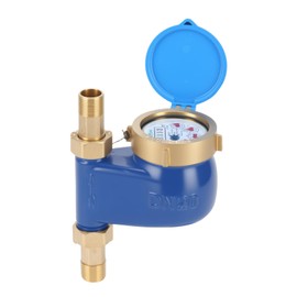 Watflow DN20 Vertical Water Meter with 3/4" NPT Couplings, Heavy Brass Cold Water Meter Measuring in Cubic, for Garden or Factory, Multi-Jet Vertical Install(No Lead-Free)