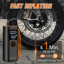 Tire Inflator Portable Air Compressor,150 PSI Car Tire Air Pump Portable with LED Light and Digital Dual Values Gauge,Electric Air Pump for Car Motorcycle Bicycle Tires and Balls, Auto Off