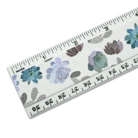 Cool Succulents and Cactus 12 Inch Standard and Metric Plastic Ruler