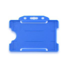 CKB LTD 10x Blue Single Sided Rigid Slide in Open Faced ID Card Badge Holders Horizontal/Landscape Identity Plastic Pass Protector - Holds a 86mm 54mm cr80 Credit Card Sized