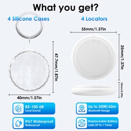 4 Pack Tracking Tags,Keys Finder and Item Locator for Keys,Smart Tag Both iOS and Android Compatible,Bluetooth Tracker,Waterproof Finder Worldwide Tracking for Pet Wallet Backpack Keys Luggage