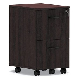 Alera ALEVA582816MY Valencia Series Two-Drawer Mobile File/File Pedestal - Mahogany