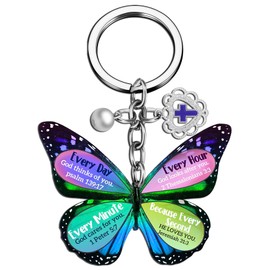 OEHEDOU Christian Gifts For Women Religious Gifts For Women Inspirational Gift For Female Butterfly Decorations Baptism Gift For Female Butterfly Keychain Presents For Girls Adult Birthday Womens Day