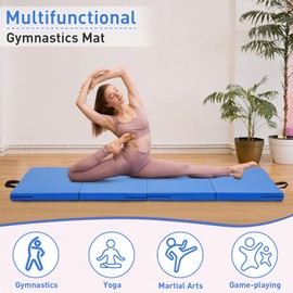Oneofics Gymnastics Mat, 3'x6'x2'' Thick 4-Panel Folding Kids' Gymnastic Tumbling Mat for Home Gym Exercise & Play