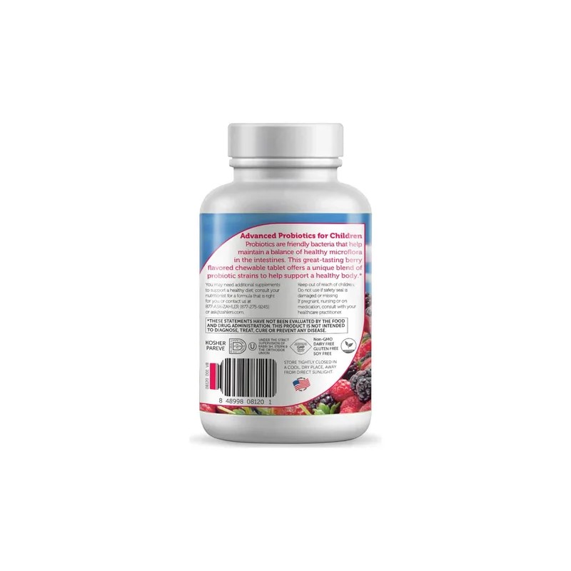 Zahler Kidophilus Plus Probiotico Para Niño 90 Tabletas Sabor Moras