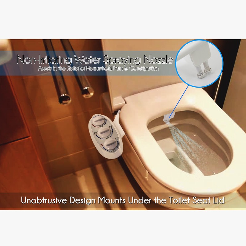 Serenelife Bathroom Bidet Seat Attachment - Fresh & Hot Water