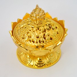 Buddha Lotus Flower Zinc Alloy Metal Incense Burner Incense Holder Censer for Stick/Cone/Small Coil Incense