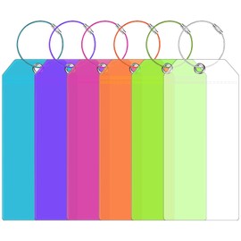 CPCOIN Luggage Tags 6 Pack PVC Airplane Travel Suitcases Tags Colorful Waterproof Reusable Flexible Tag Holders for Baggage, Tool Bag, Storage Box