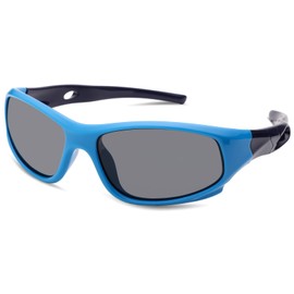 LOJUDI Kids Sunglasses Boys Girls, Polarised Sports Childrens Sunglasses Cycling Sun Glasses for Kids UV400 Protection-Blue/Grey