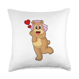 Bear Bride Veil Wedding Throw Pillow