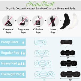 NATRATOUCH ~ COMPOSTABLE ~ Natural Bamboo Charcoal Regular Pads