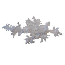 2 Pieces X Off White 3D Floral lace Applique sew on Double Layers Flower Tulle lace Motif Patch (M6g)