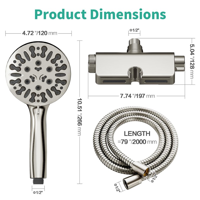 HEROBAI Filtered Shower Head with Handheld Combo, Hard Water Filter