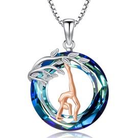 QHQPQ Gymnastics Necklace for Women 925 Sterling Silver Dance Crystal Pendant Tree of Life Jewellery Christmas Gymnastics Gifts for Daughter Granddaughter