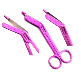 Cynamed-1Ea Medical and Nursing Lister Bandage Scissors -Pink Dew Drops Pattern Color-Supreme Grade, Made of High Grade German Stainless Steel