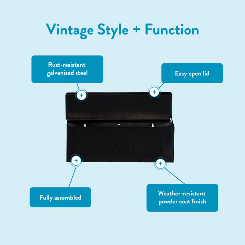 ARCHITECTURAL MAILBOXES Townhouse Galvanized Steel, Wall-Mount Mailbox, Black Small