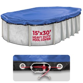 15-ft x 30-ft Oval Premium Heavy-Duty Winter Pool Cover - Royal Blue, Extra Thick and Durable, Tear-Proof, UV-Resistant, Reinforced Edges, Easy Install, All-Season Protection for Above Ground Pools