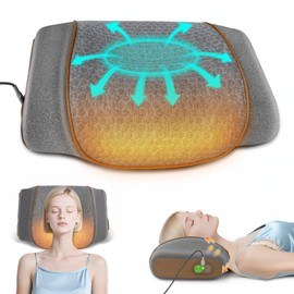 HMEEN 3 in 1 Neck Massager Pillow with Heat,Vibration & Airbag Traction - Neck Stretcher with Auto/Manual Modes, 30-Min Timer - Cervical Massage Pillow for Neck Relaxation and Decompression