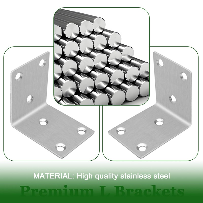 40PCS L Bracket Corner Braces, 304 Stainless Steel Shelf Bracket