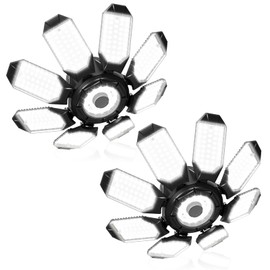 Adiding LED Garage Ceiling Lights 2 Pack w/ 8 Adjustable Panels, Super Bright Deformable Basement Light Bulb Fixture Screw in E26 Socket Base for Indoor Shop, Workshop, Attic, Barn, Home Gym, Bay