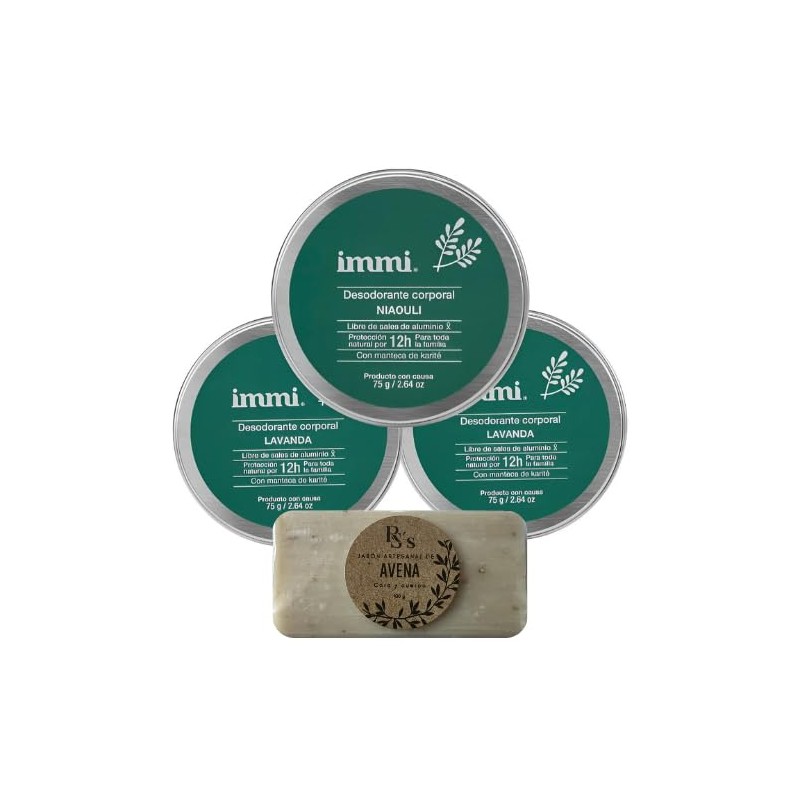 IMMI Desodorante Natural Lavanda 2 piezas y Niaouli (Menta) 1