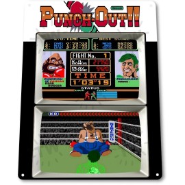 Punch Out Classic Boxing Arcade Marquee Game Room Wall Decor Large Metal Sign