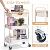 TOOLF 3-Tier Utility Rolling Cart with Wooden Board and Drawer,