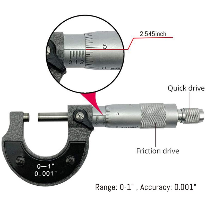 NORTOOLS Vernier - Calibre de metal con micrómetro y regla