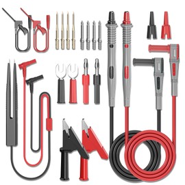 Cleqee 21 Piece Multimeter Test Lead Kit Digital Electrical Test Probe Set with Alligator Clip Mini Grabber SMD IC Test Hook Clip Test Pin Replaceable Precision Sharp Probe