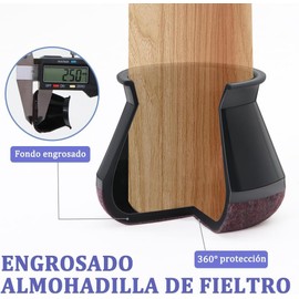 Ansible 16 Protectores para Patas de Sillas, Antideslizantes para Muebles Protector de Silicona para Sillas con Fieltro, Protectores de Patas de Sillas y Cubre Patas de Sillas, Negro, 14-20 mm