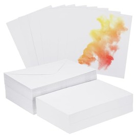 PATIKIL 100 Juegos Puro Algodón Acuarela Tarjetas 140lb/300 GSM Postales con Sobres para Arte Pintura Creativo Agradecimiento Notas, 5x7 Pulgada