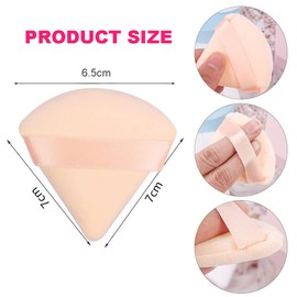 6Pcs Triangle powder puffs with 1Pc Storage Box Kit,Beige Soft velvet Face Makeup Sponge Powder Puffs Set for Face Powder Setting loose Powder Mineral Powder Cosmetic Foundation Blending Wet Dry