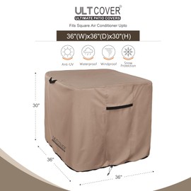 ULTCOVER Waterproof Square Air Conditioner Cover for Outside AC Units Size Upto 36W x 36D x 30H inch
