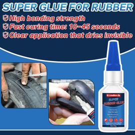 Rubber Glue 30 g, Super Glue for Rubber, Clear Instant Adhesive for Tire, Shoes, Belt, Soles, Hose, Mat & Neoprene Repair and More, Waterproof, Heat-Resistant (Clear, 30 Grams * 1 Pack, Rubber Glue)