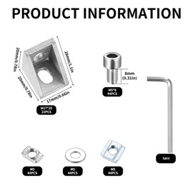 Tenbrachian 22 Pcs 2020 Aluminium Extrusion Angle Mounting Brackets, Aluminium Angle Brackets, 2020 Aluminum Extrusion Angle Brackets, 2020 Aluminium Profile 90 Degree L Bracket Corner Braces