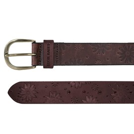 Eddie Bauer Women's Casual Leather Belts, One Size Fits Most, Floral Tooled-Brown, Medium