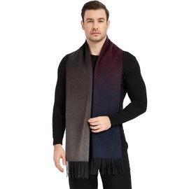 Novawo - Bufanda de lana para hombre, cálida y suave, larga bufanda de invierno, Navywine, Talla única