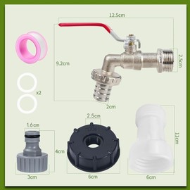 IBC Tank Outlet Tap, 1000 L Water Tank Accessories, Outlet Tap, IBC Container Outlet Tap, IBC Tank Tap, Outlet Tap for IBC Container with 3/4 Inch Connection IBC Adapter for Water Tank Tap