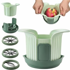 Heavy Duty Apple Slicer Corer - 8-Blade Stainless Steel Fruit Cutter, Large Capacity Fits Apples Up to 3.8 Inches, Ergonomic Handle, Includes Bonus Tomato & Mango Splitter Blades for Kitchen Prep