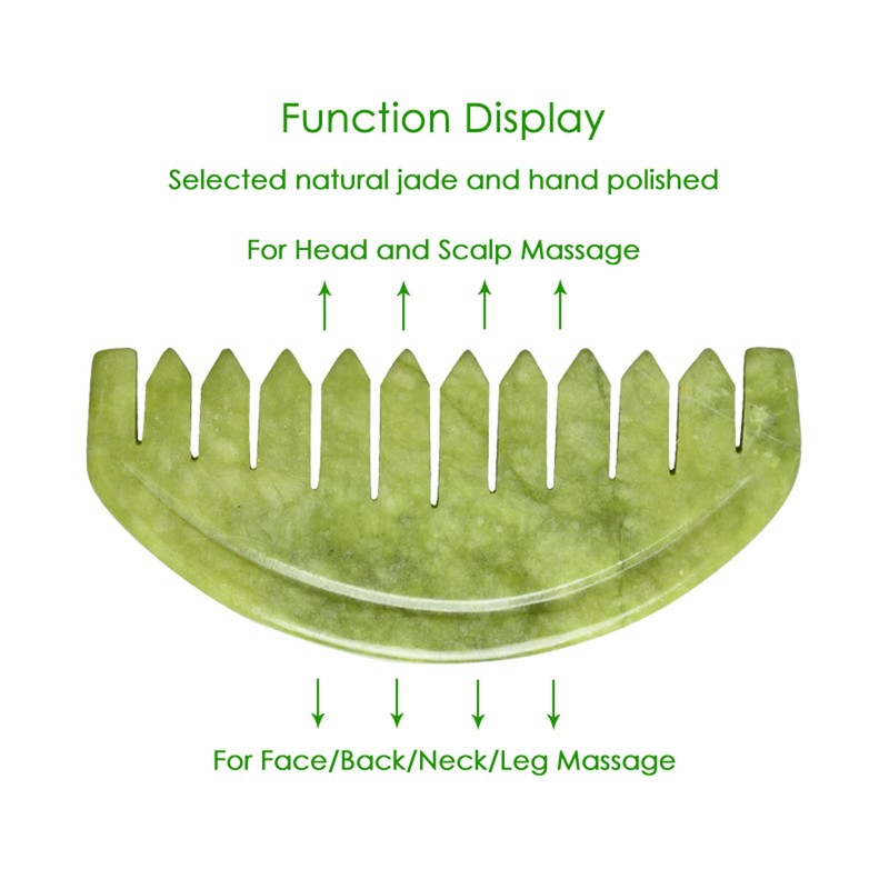 TEONEI Jade Head Comb Massage,Natural Jade Stone Head Therapy Massage
