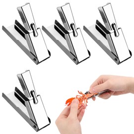 Lyreh 4pcs Crayfish Peeler Tool, Stainless Steel Crawfish Sheller Device Quick Shrimp Tails Remover Tool Practical Gadget Accessories for Kitchen Restaurant Outdoor Events (Silver)