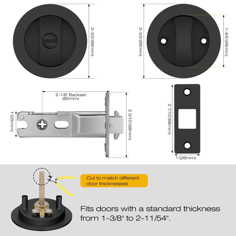 EHOMEWARE 1 Pack Matte Black Pocket Door Lock, Bed/Bath Privacy